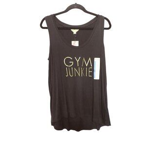 Z by‎ Zobha Gym Junkie Graphic Tank Black Sleeveless Women's Size Large NWT